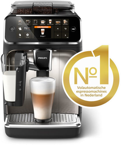 Philips 5400 Series - Volautomatische Espressomachine - LatteGo Melksysteem - 12 Soorten Koffie + Heet Water - Zwart - + AquaClean Filter - EP5447/90