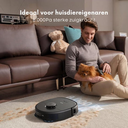 eufy Clean X10 Pro Omni Robotstofzuiger met dweil - Robot Vacuum 8000 Pa zuigkracht, tapijt detectie AI-obstakel vermijding, wast en droogt de dweil, automatisch legen en vullen
