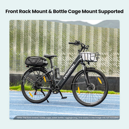 Touroll J1 ST 27,5 inch Trekking Bike met 250W Motor, 36V 15.6Ah Batterij, Max 100km Bereik, 1.8" LCD Display Shimano 7-Speed Schijfrem