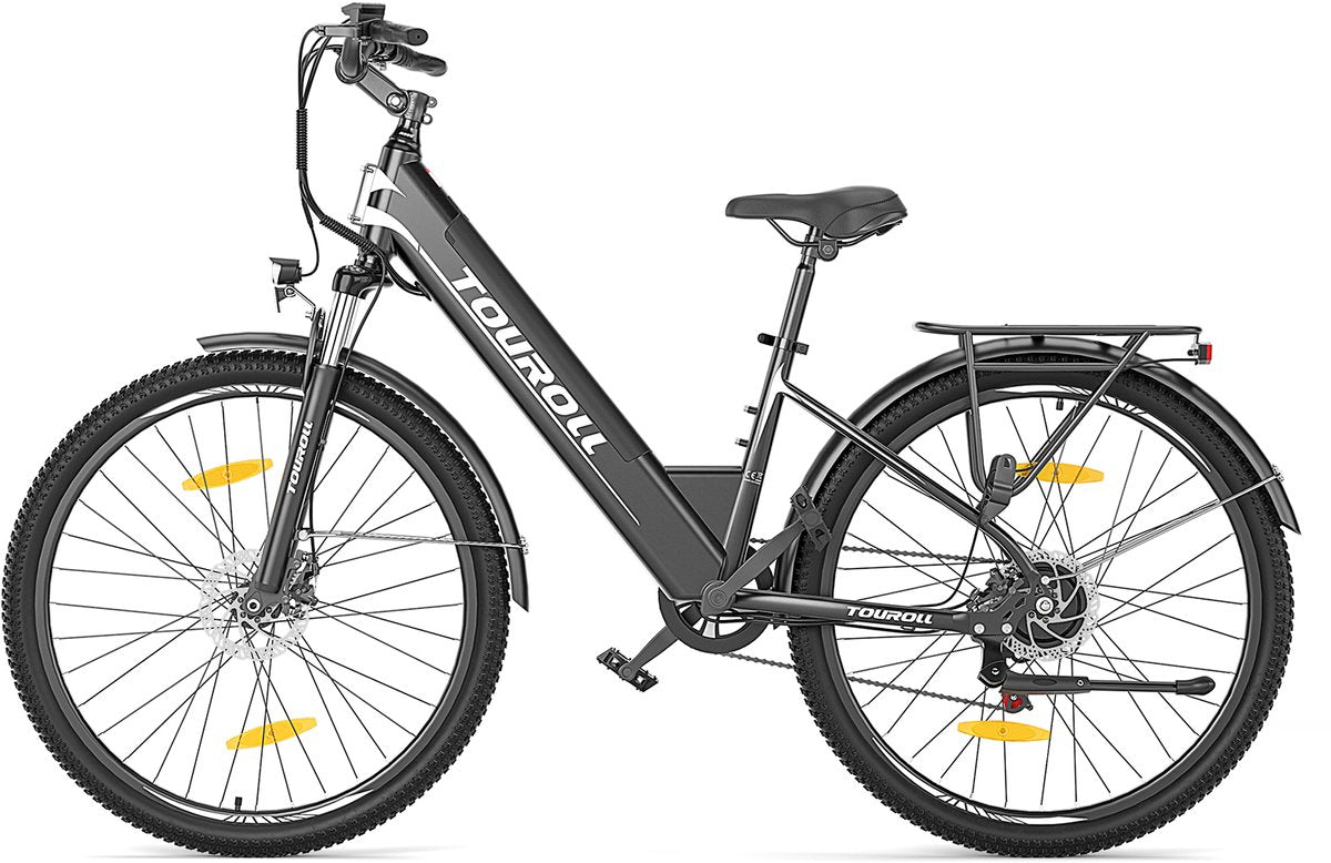 Touroll J1 ST 27,5 inch Trekking Bike met 250W Motor, 36V 15.6Ah Batterij, Max 100km Bereik, 1.8" LCD Display Shimano 7-Speed Schijfrem
