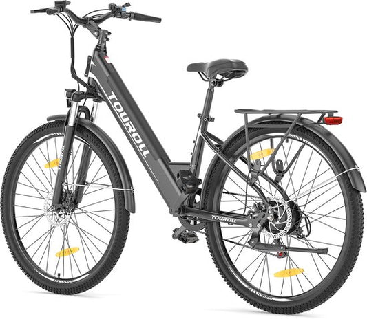 Touroll J1 ST 27,5 inch Trekking Bike met 250W Motor, 36V 15.6Ah Batterij, Max 100km Bereik, 1.8" LCD Display Shimano 7-Speed Schijfrem