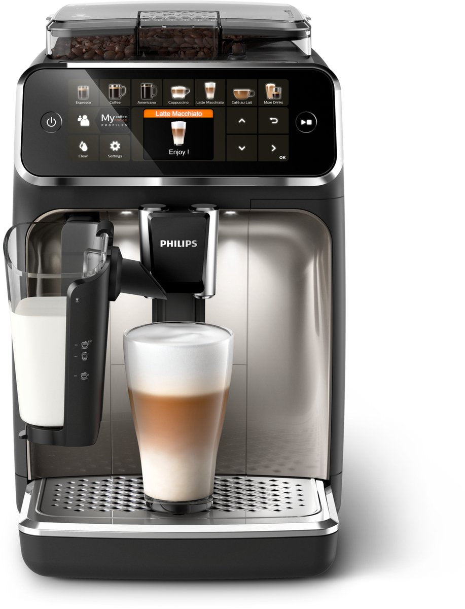 Philips 5400 Series - Volautomatische Espressomachine - LatteGo Melksysteem - 12 Soorten Koffie + Heet Water - Zwart - + AquaClean Filter - EP5447/90
